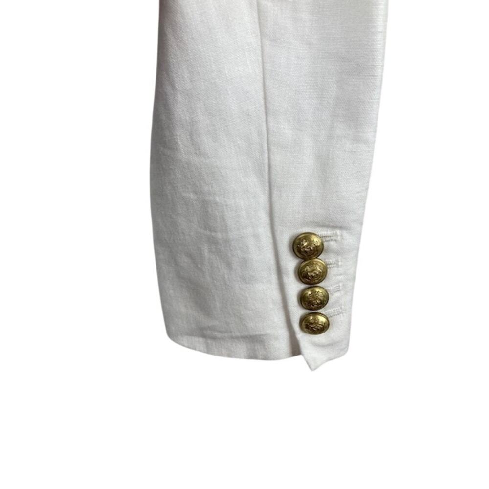 J.Crew-Women's White Linen Blend Blazer Single-Breasted (Rhodes) - Picture 7 of 8